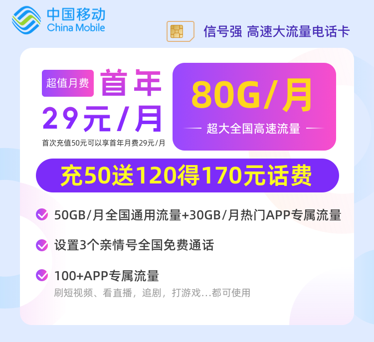 中国电信星吉卡29元200G流量